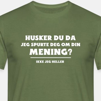 Husker du da jeg spurte deg om din mening? Ikke jeg heller