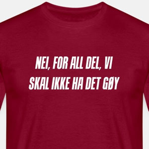 Nei, for all del, vi skal ikke ha det gøy